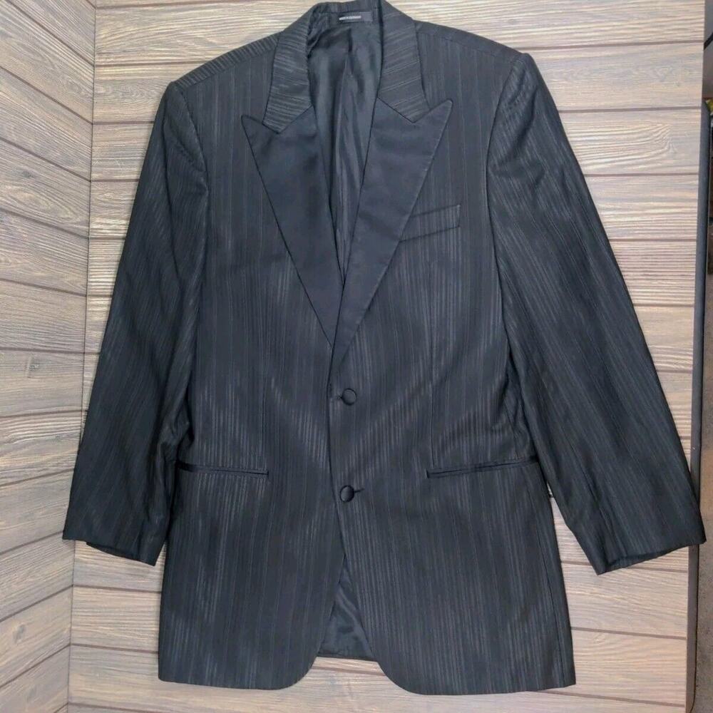 Hugo Boss Men Queens Glam Tuxedo Suit Jacket Black Sz 42L Germany 2 Button‎
